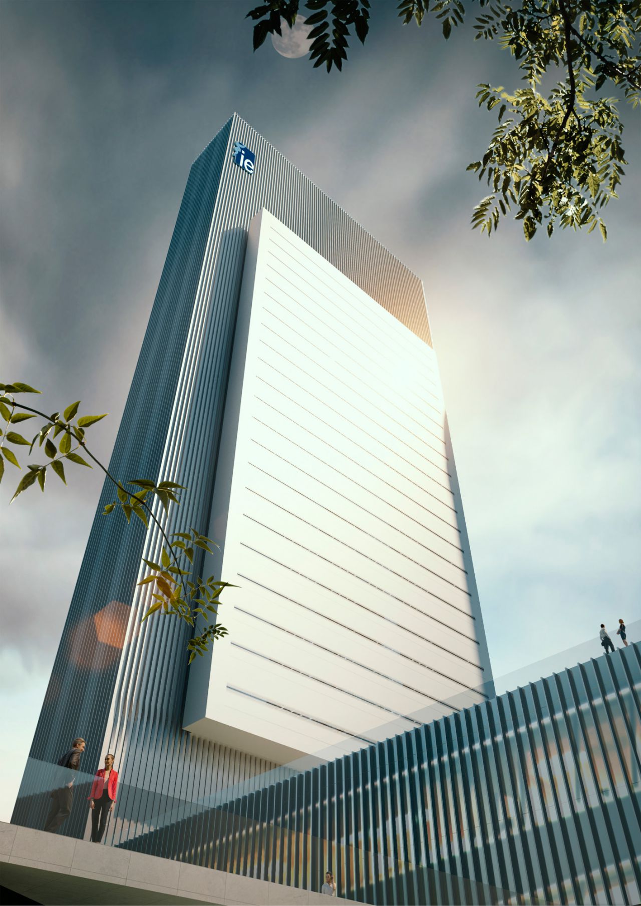 Recreación del rascacielos Caleido, la quinta torre de la Castellana, y sus zonas aledañas.