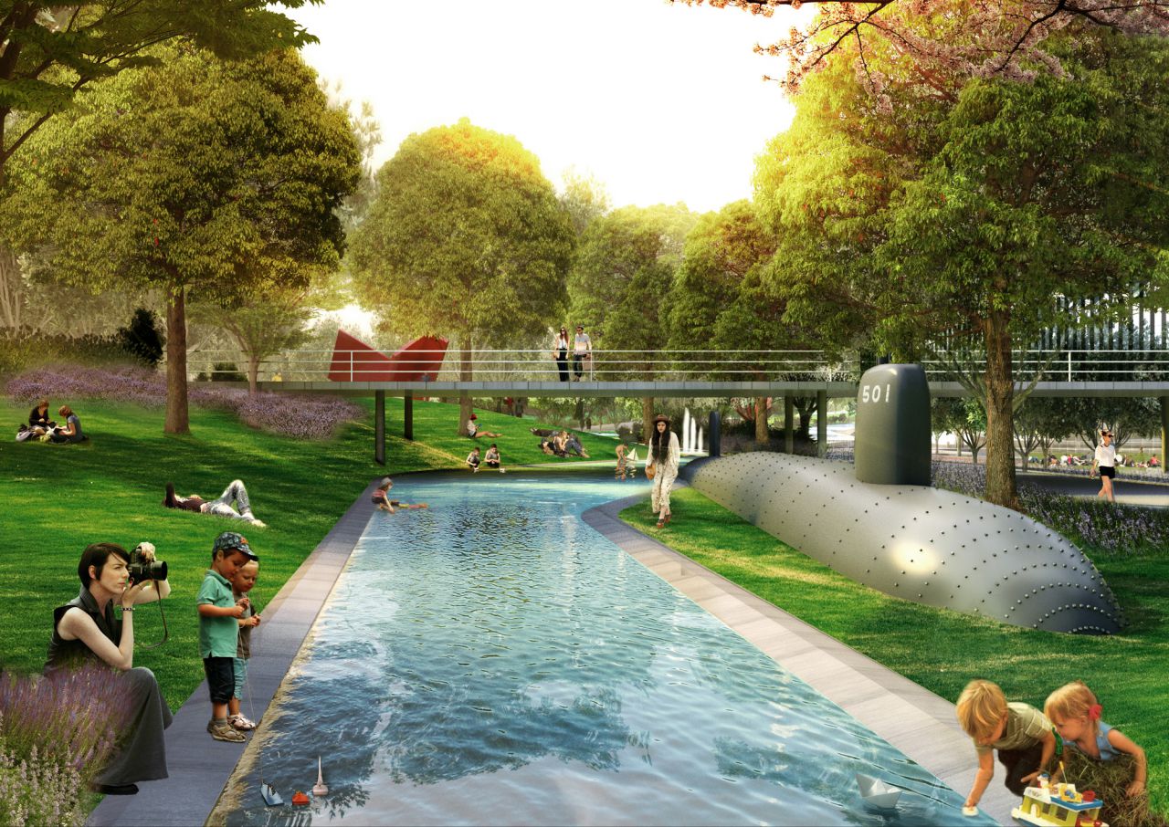 Recreación del rascacielos Caleido, la quinta torre de la Castellana, y sus zonas aledañas.