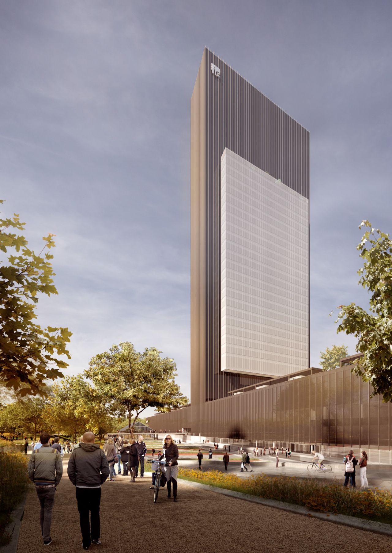 Recreación del rascacielos Caleido, la quinta torre de la Castellana, y sus zonas aledañas.