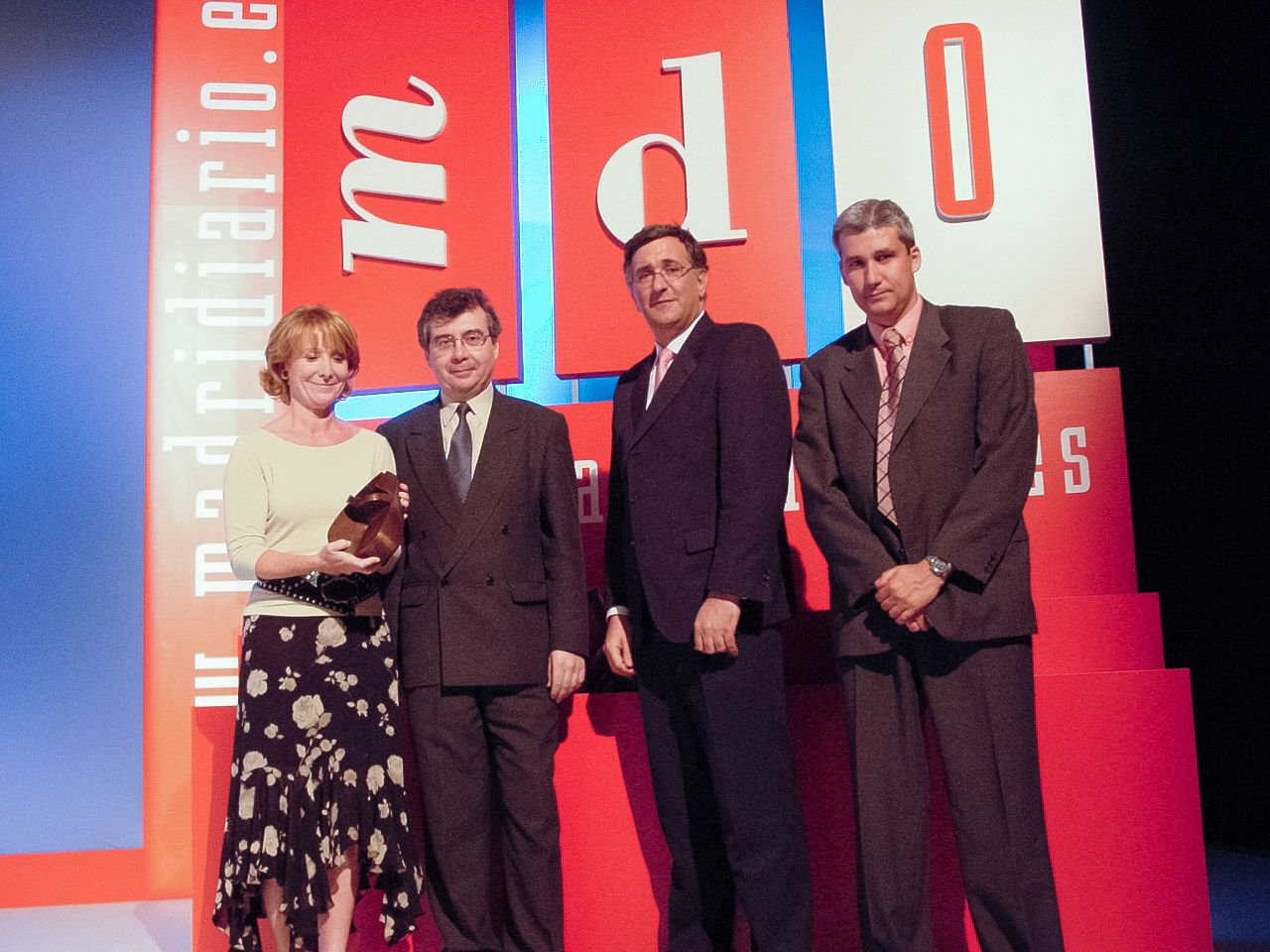 Esperanza Aguirre, Pedro Montoliú (Madridiario), José Luis Semprún (La Razón) y Víctor Arribás (Onda Cero). 