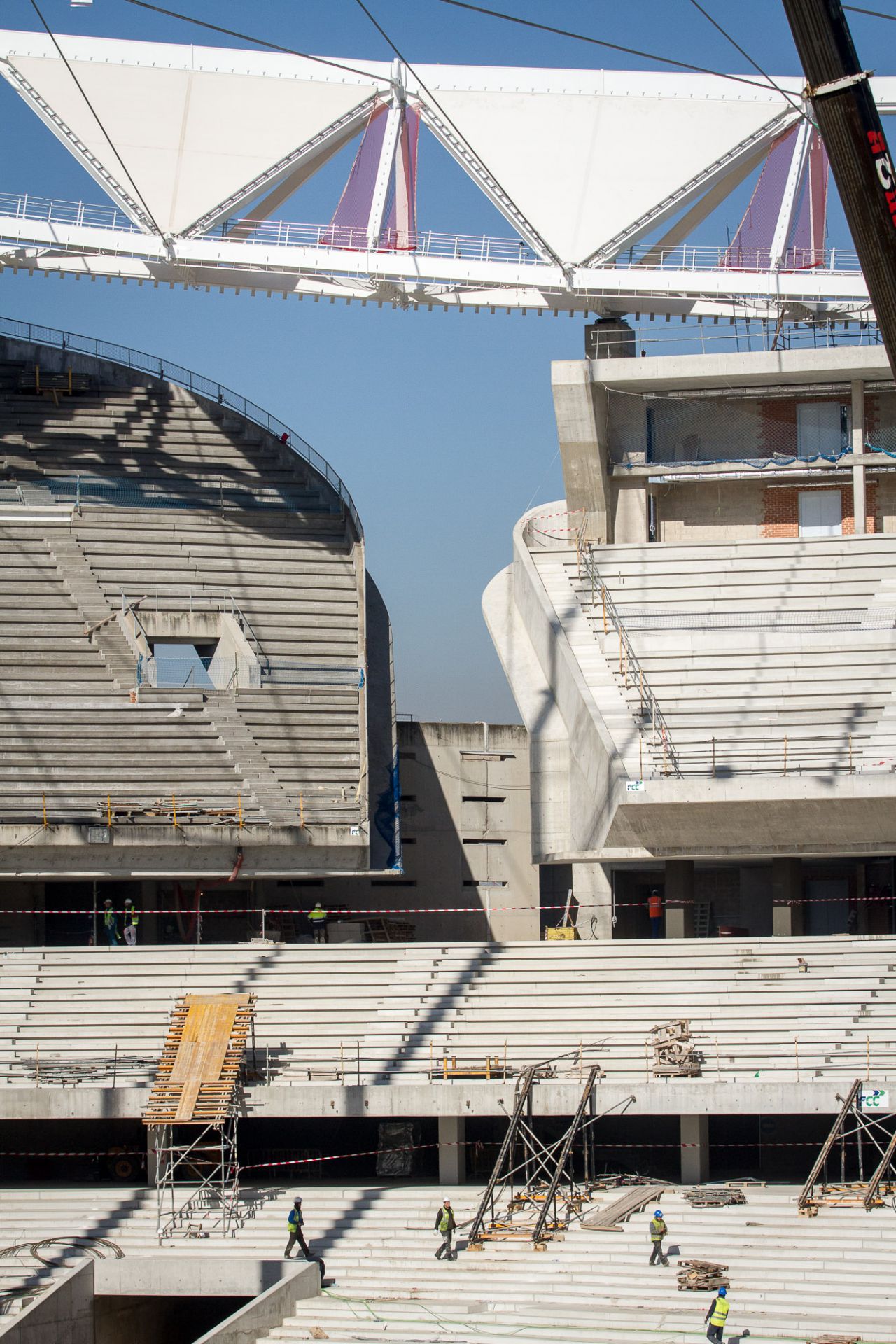 Transición de la antigua grada de la Peineta a la actual del Wanda Metropolitano.