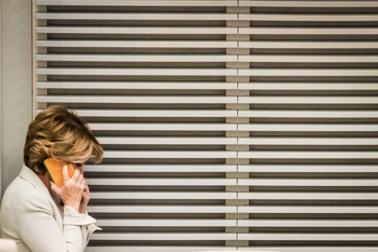 Esperanza Aguirre durante un pleno del Ayuntamiento de Madrid.
