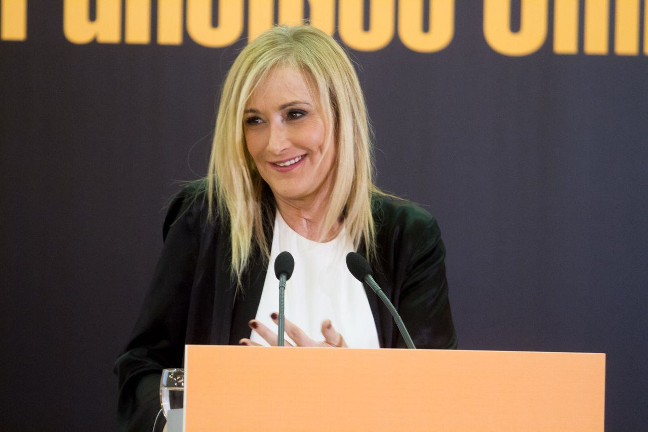 La presidenta de la Comunidad de Madrid, Cristina Cifuentes durante su intervención en el acto.