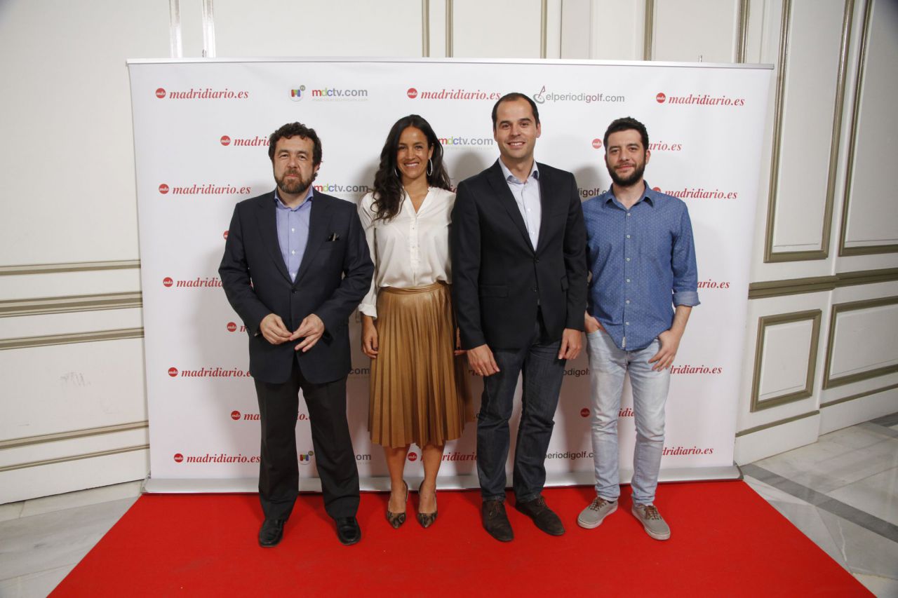 Begoña Villacís, Ignacio Aguado, César Zafra y Miguel Gutiérrez, en los premios