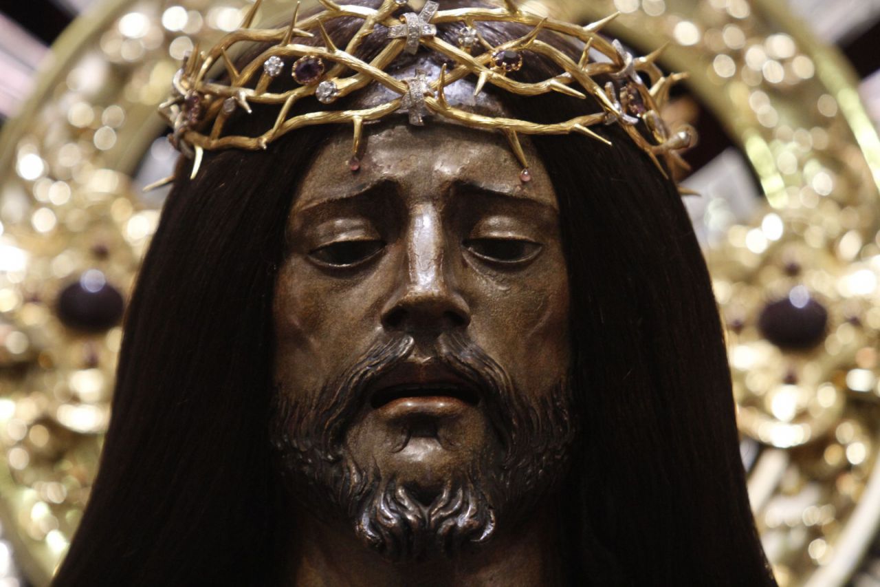 Detalle del rostro de Jesús Nazareno, Cristo de Medinaceli.