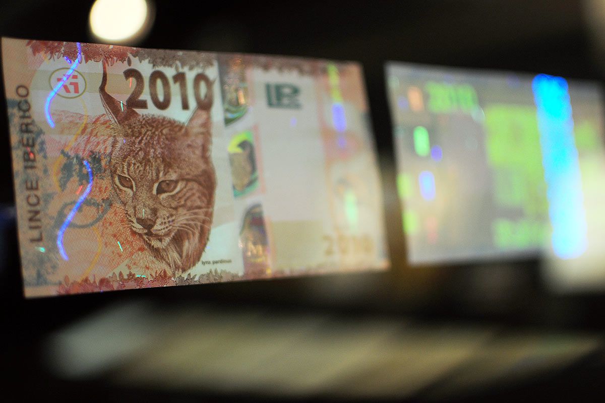 Billete de prueba de seguridad 2010 con un lince ibérico
