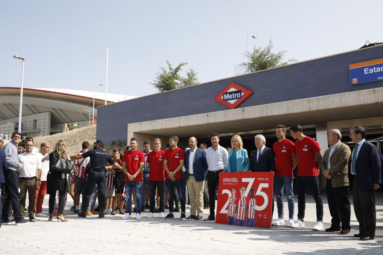 Coke, Griezmann, Gabi, Pedro Rollán, 'El Cholo' Simeone, Cristina Cifuentes, Enrique Cerezo, Saúl y Torres.