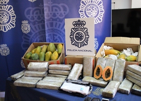 Incautan 32 kilos de cocaína ocultos en un cargamento de papayas