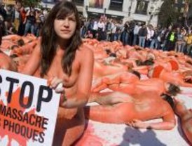 Un centenar de manifestantes contra la matanza de focas en Canadá