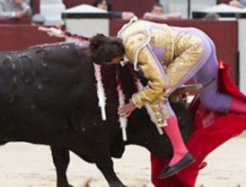 Oreja para un Castella herido y ovaciones para Manzanares y Talavante ante un flojo y mal encierro de Del Río