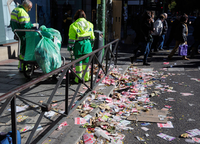 La calle Alberto Aguilera durante la huelga