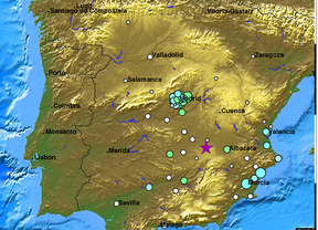 Epicentro del terremoto en Ossa de Montiel (Albacete) y puntos donde se ha notado
