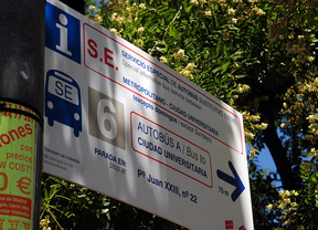 Aviso de la EMT del Servicio Especial que sutituye al metro cortado en L6