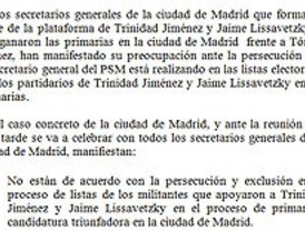 Secretarios generales de agrupaciones socialistas de Madrid denuncian una 'persecución' de Gómez
