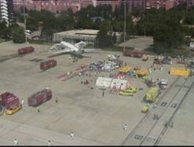 Simulacro en el aeropuerto de Barajas para estar preparado ante un accidente radiológico