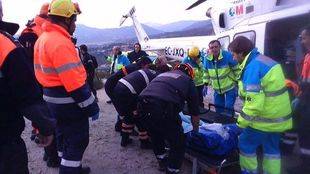Rescatan en helicóptero a un ciclista tras caerse en un camino forestal en Valdemanco