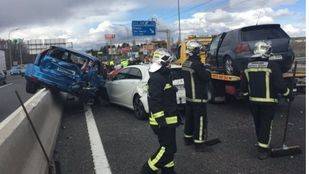 Diez heridos en un choque en cadena en Pinto