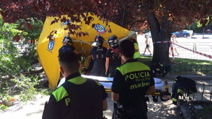 Los servicios de emergencias atienden al hombre herido por la rama