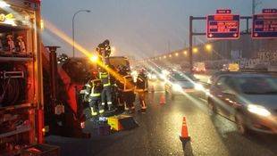 Un accidente múltiple provoca graves retenciones en la M-30