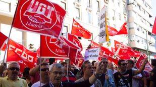 Los sindicatos de trabajadores concentración contra la liberalización de horarios comerciales en Madrid