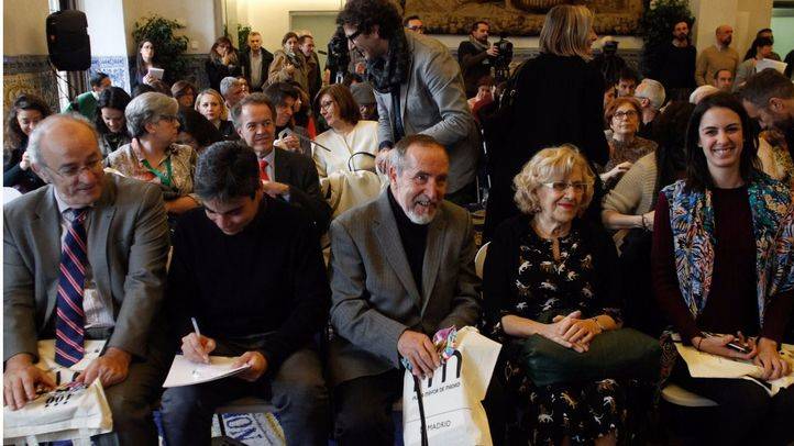 De izquierda a derecha, Pedro Corral, Jorge García Castaño, Juan Barranco, Manuela Carmena y Rita Maestre.