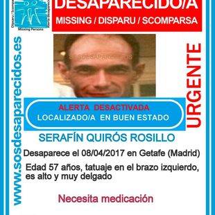 Localizado en buen estado un vecino de Getafe que desapareció en abril