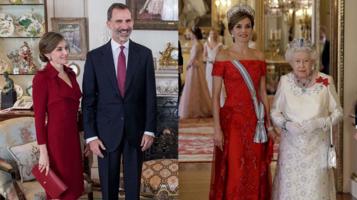 Doña Letizia apuesta por los tonos rojos y azules durante su visita al Reino Unido