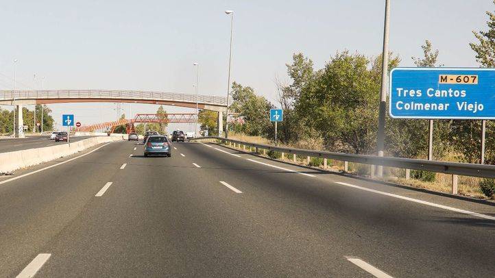 Carretera M607 a su paso por Madrid y en sentido Tres Cantos Colmenar Viejo.
