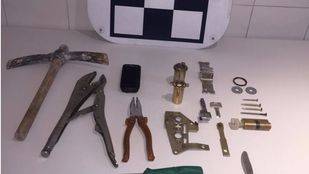 Utensilios incautados a los asaltadores