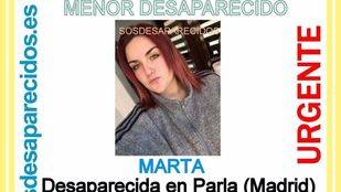 Marta, menor de 17 años desaparecida en Parla la semana pasada.