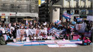 Familias se concentran en Sol contra la discriminación trans