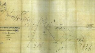 Mapa original de la expedición Cervera-Quiroga al Sáhara occidental.