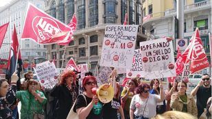 Manifestación de los trabajadores de H&M (Torrejón) frente a la tienda de Gran Vía.