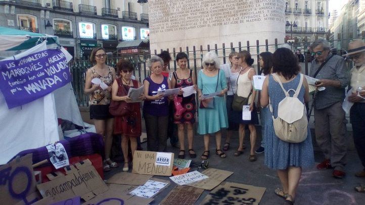 Acampada feminista en Sol que comenzó tras la libertad de La Manada.