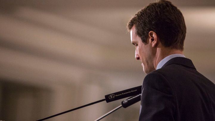 El presidente del PP, en un desayuno informativo.