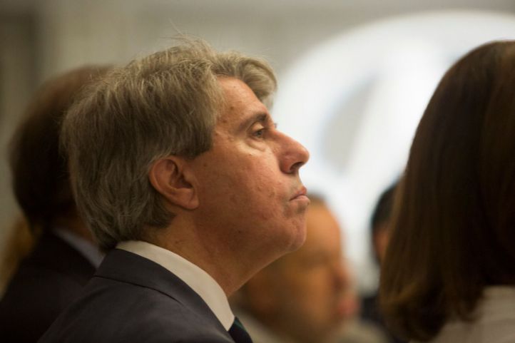 Ángel Garrido, presidente de la Comunidad, esta mañana en un desayuno informativo de Ana Pastor en el que ha coincidido con Pablo Casado