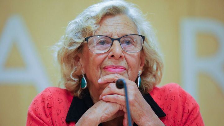 Carmena, durante la comparecencia en la que comunicó su deseo de volver a ser candidata.
