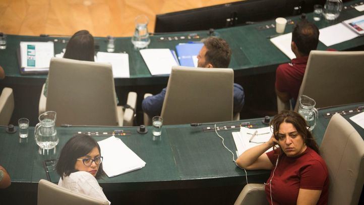 La bancada de Ahora Madrid durante el Debate sobre el Estado de la Ciudad.