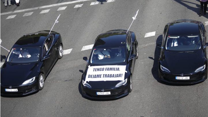 Manifestación de los VTCs en el Paseo de la Castellana.