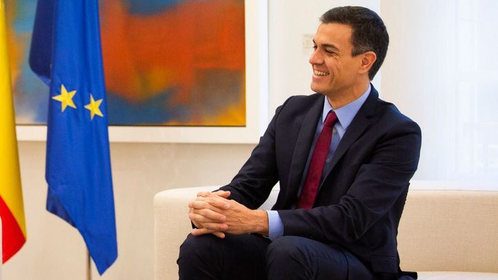 El presidente del Gobierno, Pedro Sánchez, durante un encuentro en la Moncloa.