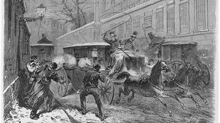 Ilustración del atentado contra la vida del general Prim.