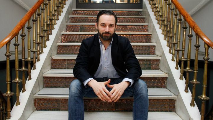 El presidente de Vox, Santiago Abascal, en la sede de Madridiario. (Archivo)