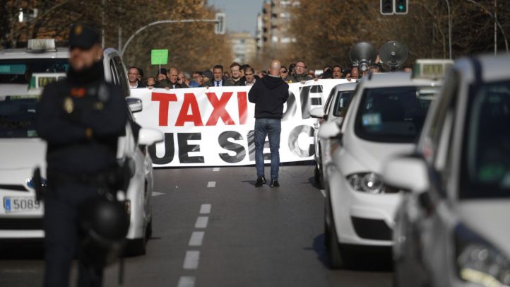 Manifestación de los taxistas en Madrid.