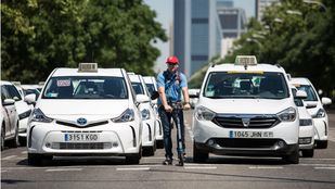 La protesta del taxi se traslada a la Castellana en forma de acampada