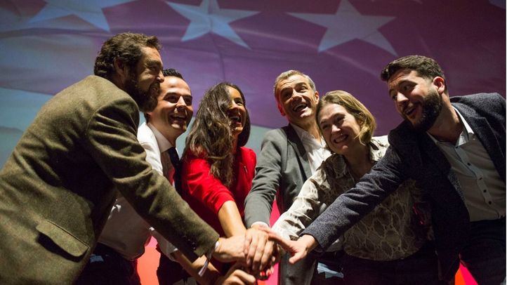 Mitin de Ciudadanos en el Cine Capitol con la presencia de Begoña Villacís, Ignacio Aguado y Toni Cantó.