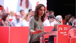Sara Hernández durante un congreso del PSOE-M.