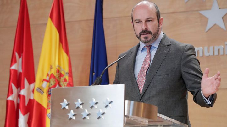 El vicepresidente de la Comunidad de Madrid, Pedro Rollán, en la rueda de prensa posterior al Consejo de Gobierno.