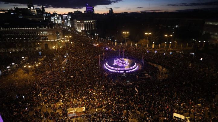 Cibeles, repleta ante la manifestación del 8-M.