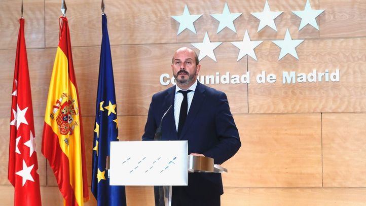 El vicepresidente de la Comunidad de Madrid, Pedro Rollán, en la rueda de prensa posterior al Consejo de Gobierno.