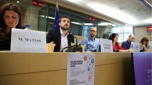 Jesús Santos, portavoz y candidato de Ganar Alcorcón, en las jornadas 'Construyendo redes municipalistas desde Europa' celebradas en Bruselas.